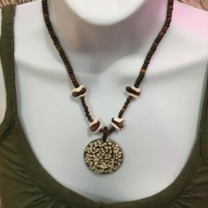 Brown and Cream Beaded Necklace